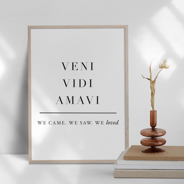 Veni Vidi Amavi Sign, Printable Typography, Simple Quote Print, Modern Home Decor, Latin Quote Print