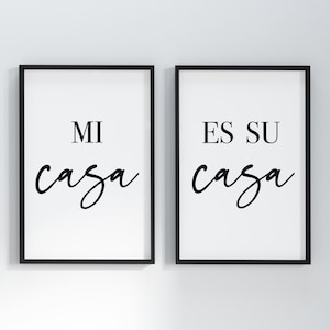 Mi Casa Es Su Casa, Set Of 2 Prints, Printable Quote Set, Minimalist Art, Typography Art, Home Wall Art, Guest Room Decor, Be Our Guest Sign