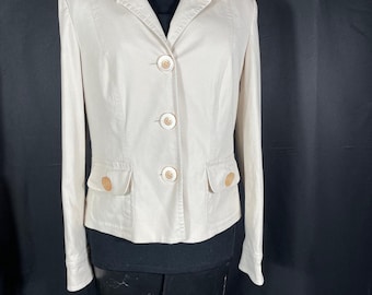 Talbots Tailored Stretch Cream Blazer, Button up, size 6