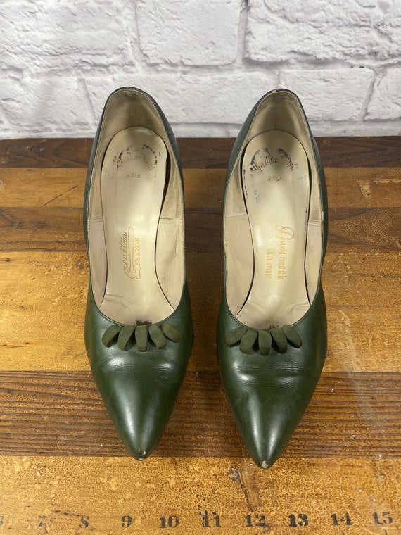 Vintage green leather heels size 8.5  De Liso Deb… - image 1