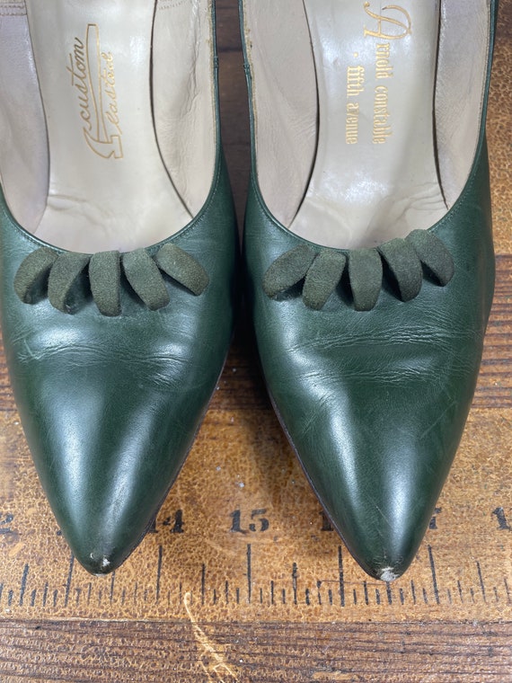 Vintage green leather heels size 8.5  De Liso Deb… - image 4