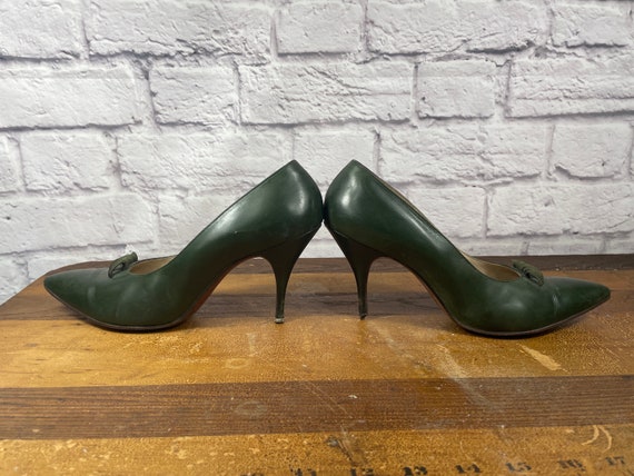 Vintage green leather heels size 8.5  De Liso Deb… - image 3