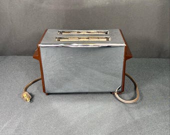 Tostapane vintage MCM a due fette Toastmaster, modello B705A cromato e marrone.