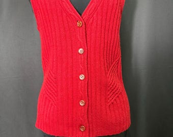 ヴィンテージ ペンドルトン ウールミルズ レッド クラシック セーターベスト レディース Sサイズ、ボタン留め