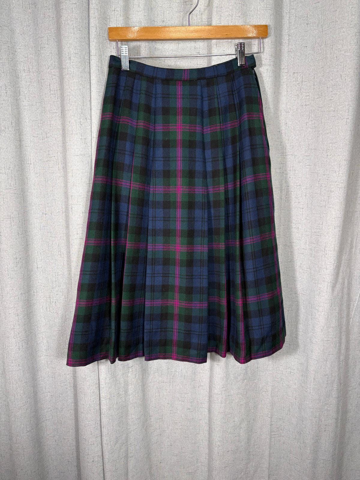 Brooks Brothers 346 A-Line Pleated Linen Skirt Pink Striped Size 2 Knee Length