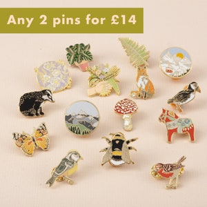 Any 2 Enamel Pins Deal Pin Badge Hard Enamel Pin Gold Enamel Pin Nature Pin Lapel Pin Wildlife Pin Little Paisley Designs image 1