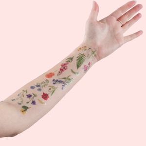 Wildflower Temporary Tattoos Temporary Tattoo Set British Wild Flowers Temporary Tattoos Floral Tattoos Flower Illustrated Tattoos image 4