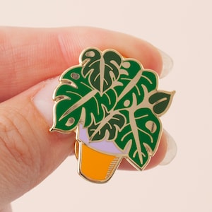 Monstera Enamel Pin | Plant Lapel Pin | Hard Enamel Pin | Gold Enamel Pin Badge | Cheeseplant Pin | Monstera Deliciosa Plant | Plant Pin