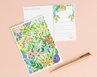 Flower Pattern Postcard | A6 Postcard | Flower Print | Correspondence | Notecard | Wild Flower Postcard | Little Paisley Designs