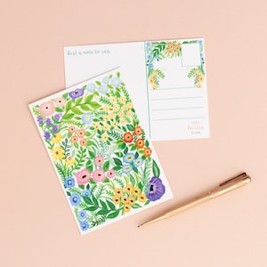Flower Pattern Postcard | A6 Postcard | Flower Print | Correspondence | Notecard | Wild Flower Postcard | Little Paisley Designs