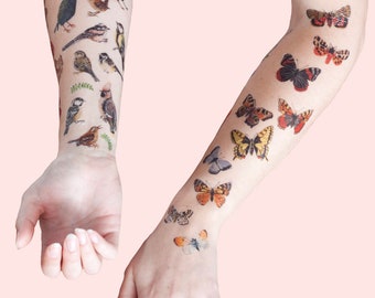 Tatuajes temporales de mariposas y polillas / Conjunto de tatuajes temporales / Mariposas y polillas británicas / Tatuajes de mariposas / Tatuajes ilustrados de vida salvaje