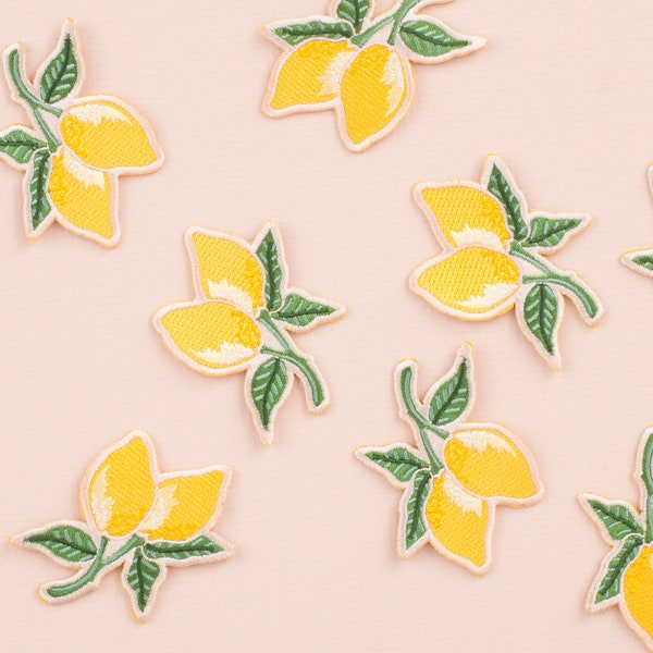 Lemons Embroidered Iron-on Patch | Nature Patch | Lemon Patch | Lemon Leaf Patch | Citrus Patch | Little Paisley Designs