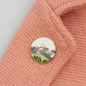 Mountains Enamel Pin Pin Badge Hard Enamel Pin Gold Enamel Lapel pin Mountain Pin Alpine Mountain Scene Wilderness Explorer Pin image 9