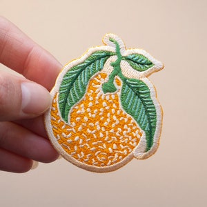 Clementine Embroidered Iron-on Patch | Nature Patch | Orange Patch | Clementine Leaf Patch | Citrus Fruit Patch | Little Paisley Designs