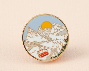 Winter Snowy Mountains Enamel Pin | Hard Enamel Pin Badge | Enamel Lapel pin | Alpine Mountain Scene | Wilderness Explorer | Alps Ski Pin