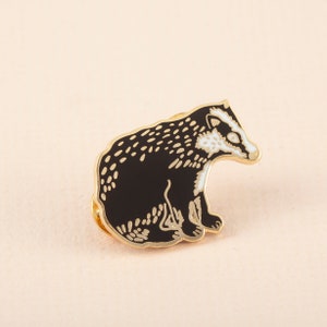 British Badger Enamel Pin Pin Badge Hard Enamel Pin Gold Enamel Pin Lapel Pin Badger Pin British Wildlife British Nature image 2