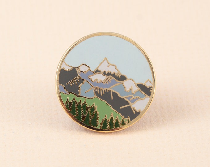 Mountains Alpine Scene Enamel Pin Lapel Badge