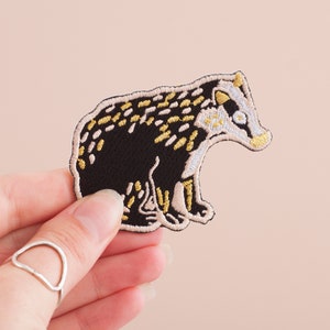 Badger Embroidered Iron-on Patch | Embroidered Badge | Badger Patch | British Wildlife | Little Paisley Designs