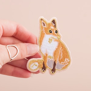 Fox Embroidered Iron-on Patch | Embroidered Badge | Fox Patch | British Wildlife | Fox illustration | Little Paisley Designs image 1