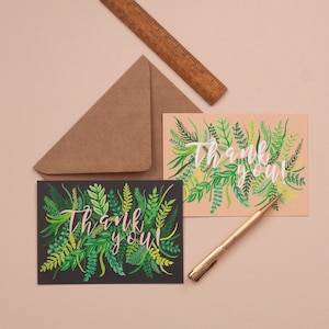 Thankyou Notelet Pack |  Foliage Patterned Notelets | Illustrated Set of 8 Notelets | Notelets | Correspondence | Notecards | Leaf Print