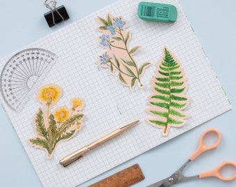 Wildflower Vinyl Sticker Pack | Watercolour Flower Stickers | Dandelion Forget Me Not Fern | Floral Vinyl Stickers | Little Paisley Designs