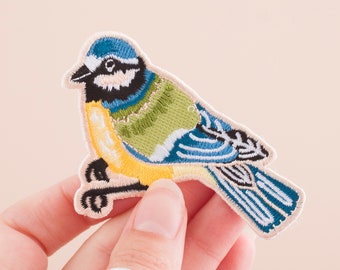 Bluetit Bird Embroidered Iron-on Patch | Nature Patch | Bird Patch | Wildlife Patch | British Birds | Little Paisley Designs