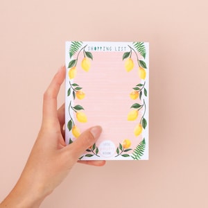 Shopping List Notepad | Lemon Pattern | Magnetic Shopping List | Notepad | Fridge Pad | Jotter | List Making | Citrus Print | Magnetic Pad