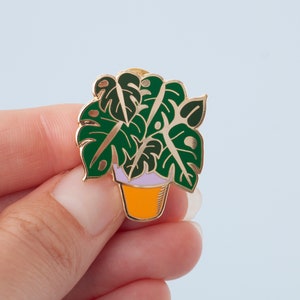 Monstera Enamel Pin | Plant Lapel Pin | Hard Enamel Pin | Gold Enamel Pin Badge | Cheeseplant Pin | Monstera Deliciosa Plant | Plant Pin