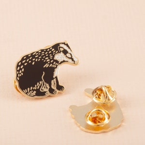 British Badger Enamel Pin | Pin Badge | Hard Enamel Pin | Gold Enamel Pin | Lapel Pin | Badger Pin | British Wildlife | British Nature