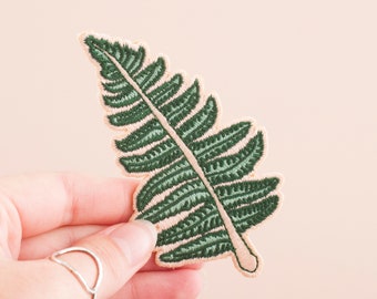 Fern Embroidered Iron-on Patch | Nature Patch | Leaf Patch | Plant Patch | British Wildflowers | Little Paisley Designs