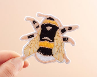 British Bee Embroidered Iron-on Patch | Embroidered Badge  | Bee Patch | Bumble Bee | British Bees | British Wildlife | Iron-on Patch | Bees