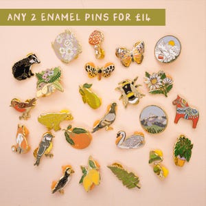 Any 2 Enamel Pins Deal | Pin Badge | Hard Enamel Pin | Gold Enamel Pin | Nature Pin | Lapel Pin | Wildlife Pin | Little Paisley Designs