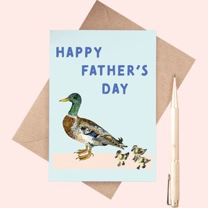 Der alles Gute zum Vatertag | Enten Illustrierte Grußkarte | Karte zum Vatertag | Ente und Entenküken | Aquarell Illustration | A6 Grußkarte
