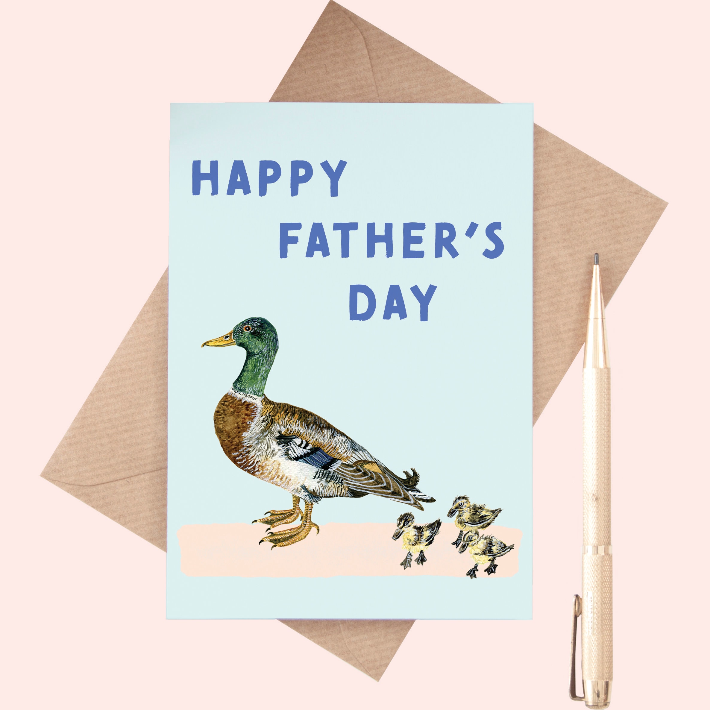 Happy Father's Day Duck Illustrated Greeting Card Etsy UK