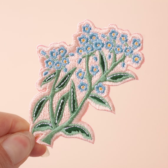 Forget Me Not Flower Embroidered Iron-on Patch | Wildflower  display picture 1