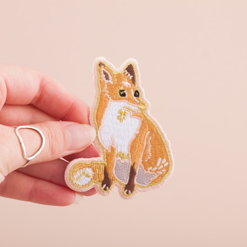 Fox Embroidered Iron-on Patch | Embroidered Badge | Fox Patch | British Wildlife | Fox illustration | Little Paisley Designs image 1