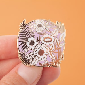 Lilac Floral Pattern Enamel Pin | Pin Badge | Hard Enamel Pin | Gold Enamel Lapel Pin | Flower Pin | Floral Enamel Pin | Flower Pin Badge