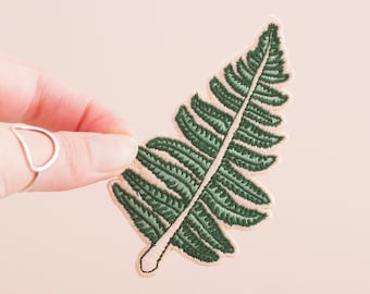 Fern Embroidered Iron-on Patch | Nature Patch | Leaf Patch | Plant Patch | British Wildflowers | Little Paisley Designs