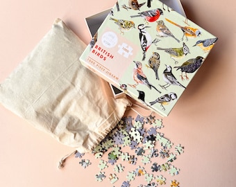 British Birds 1000 piece jigsaw puzzle | Bird jigsaw | Watercolour jigsaw puzzle | British Nature illustration | Little Paisley Designs