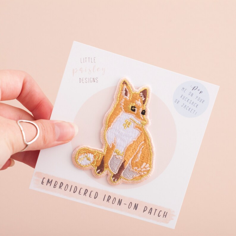 Fox Embroidered Iron-on Patch | Embroidered Badge | Fox Patch | British Wildlife | Fox illustration | Little Paisley Designs image 3
