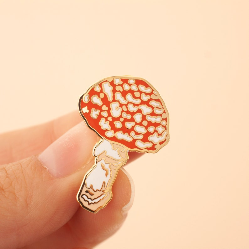 Toadstool Enamel Pin Pin Badge Hard Enamel Pin Gold Enamel Pin Badge Toadstool Pin British Mushrooms Lapel pin British Nature image 1