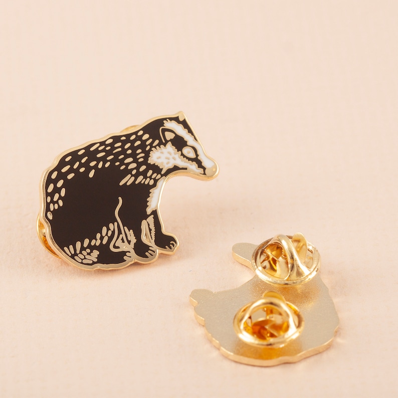 British Badger Enamel Pin Pin Badge Hard Enamel Pin Gold Enamel Pin Lapel Pin Badger Pin British Wildlife British Nature image 1