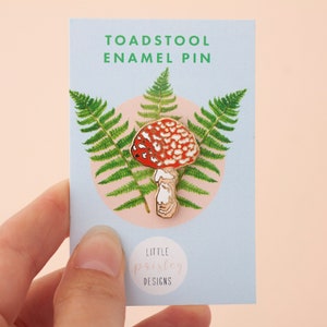 Toadstool Enamel Pin Pin Badge Hard Enamel Pin Gold Enamel Pin Badge Toadstool Pin British Mushrooms Lapel pin British Nature image 3