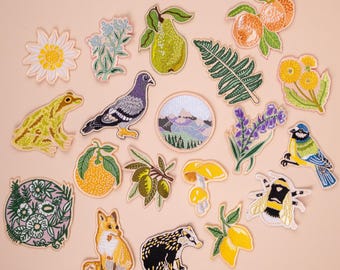 Any 2 Nature Embroidered Patches | Patch Deal | Nature Inspired Embroidered Patches | Iron On | Cottagecore Patch | Little Paisley Designs