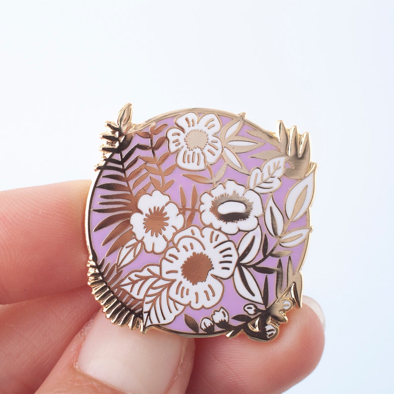 Lilac Floral Pattern Enamel Pin Pin Badge Hard Enamel Pin Etsy