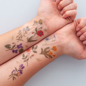 Garden Flower Temporary Tattoo Pack Watercolour Tattoos British Wild Flowers Flower Temporary Tattoo Pack Little Paisley Designs image 4