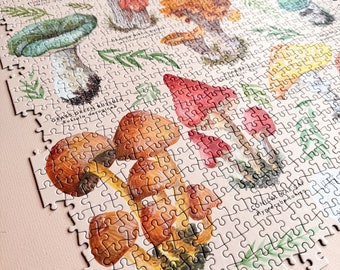 Pilze Europas 1000 Teile Puzzle | Pilz Laubsäge | Wasserfarben Puzzle | Pilzillustration | Kleine Paisley Designs