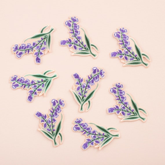 Lavender Flower Patch, Embroidered Iron On