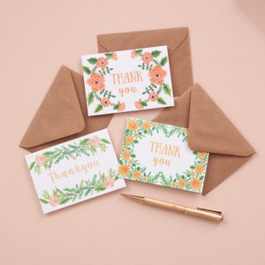 Satz von 6 Mini Blumenkarten | Floral Print A7 Dankeschön-Karten | Notecard Set | Korrespondenz | Mini-Karten | A7-Karte | Dankeschön-Karten