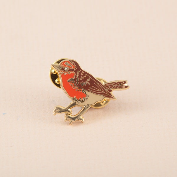 Robin Vogel Emaille Pin | Pin Badge | Hard Emaille Pin | Gouden Emaille Pin | Revers Pin | Vogel pin | Wild pin | Brits natuur- | Kerst pin